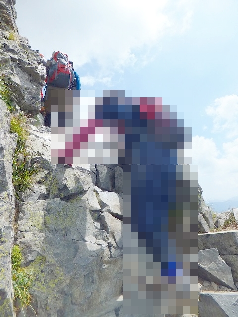 西穂高岳独標への登り