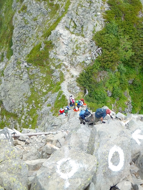 西穂高岳独標から西穂方面への下り